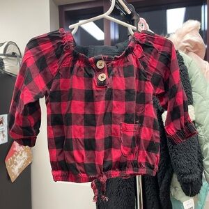 Buffalo plaid outfit set.  Jessica simpson shirt and cat&jack black jeans. 12m